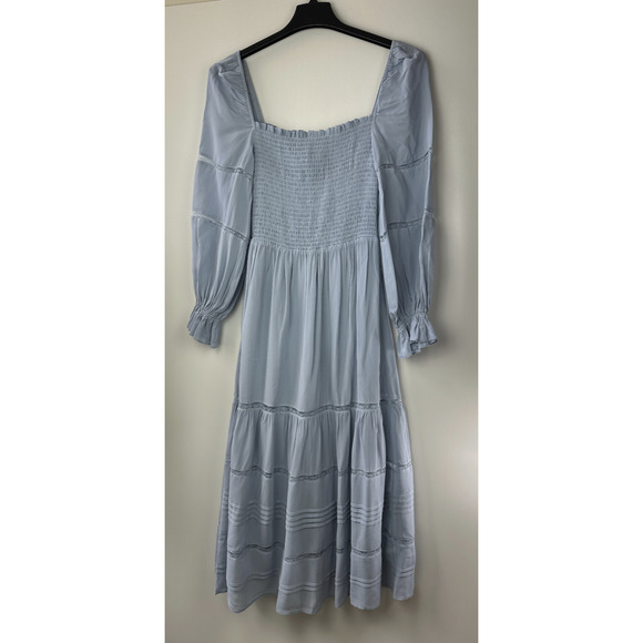 Reformation Jessy Dress Smocked Midi Dress Mineral Blue Boho Women's Size 6 - Picture 15 of 16